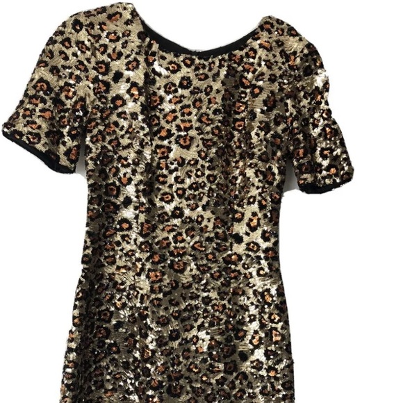 French Connection Sequin Leopard Animal Print Lux dress Sz US 8 UK 12 - Picture 4 of 4